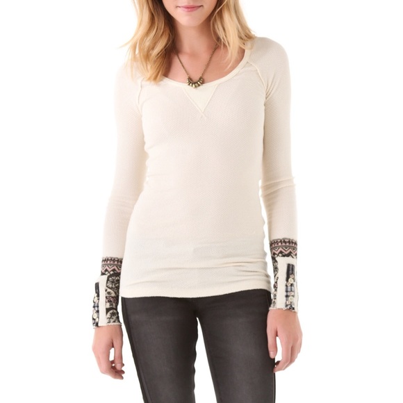 Free People Tops - Free People Sz M Hyperactive Cuff Thermal Top EUC